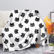 Black And White Cat Pattern Print Blanket