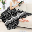 Black And White Gothic Wiccan Cat Print Blanket