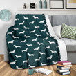 Green Dachshund Pattern Blanket