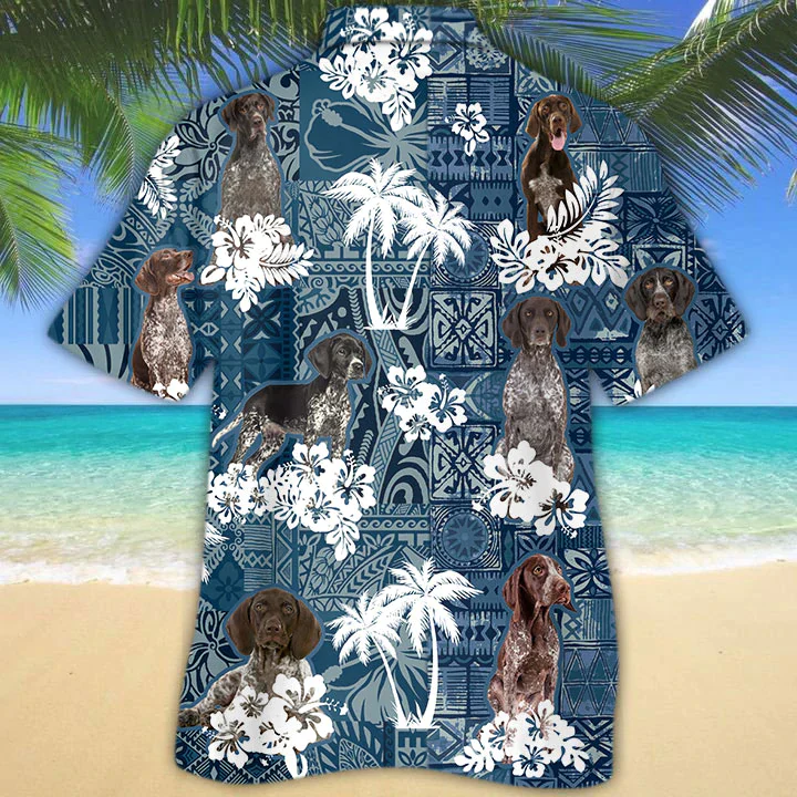German Shorthaired Pointer Hawaiian Shirt, Flower dog Short Sleeve Hawaiian Aloha Shirt, Gift for Dog lovers
