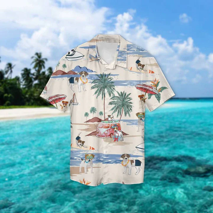 Jack Russell Terrier Summer Beach Hawaiian Shirt, Hawaiian Shirts for Men Women Short Sleeve Aloha Beach Shirt
