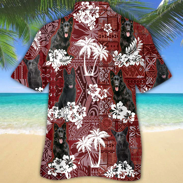 German Shepherd Red Hawaiian Shirt, Gift for Dog Lover Shirts, Animal Summer Shirts