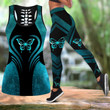 Blue butterfly Combo Hollow Tank Top & Legging Set Printed 3D Sport Yoga Fitness Gym Women HAC