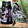 August girl Combo Hollow Tank Top & Legging Set Printed 3D Sport Yoga Fitness Gym Women HAC130708