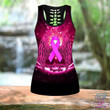 Breast cancer warrior ribbon Combo Hollow Tank Top & Legging Set Printed 3D Sport Yoga Fitness Gym Women HAC180403