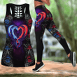 Dragon red and blue couples Combo Hollow Tank Top & Legging Set Printed 3D Sport Yoga Fitness Gym Women