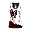 Border collie red tattoos Combo Hollow Tank Top & Legging Set Printed 3D Sport Yoga Fitness Gym Women DD08132002
