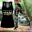 Autism Combo Hollow Tank Top & Legging Set Printed 3D Sport Yoga Fitness Gym Women HAC230404