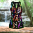 German shepherd colorful Combo Hollow Tank Top & Legging Set Printed 3D Sport Yoga Fitness Gym Women JJW16092003S