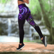 Dragon purple couples Combo Hollow Tank Top & Legging Set Printed 3D Sport Yoga Fitness Gym Women