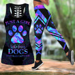 Girl loves dogs Combo Hollow Tank Top & Legging Set Printed 3D Sport Yoga Fitness Gym Women HAC100906