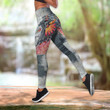 Lion Native Combo Hollow Tank Top & Legging Set Printed 3D Sport Yoga Fitness Gym Women for Women
