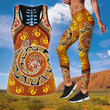 Combo Hollow Tank Top & Legging Set Printed 3D Sport Yoga Fitness Gym Women TR2407201S