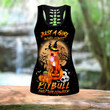 Halloween pitbull tattoos Combo Hollow Tank Top & Legging Set Printed 3D Sport Yoga Fitness Gym Women HHT25092001