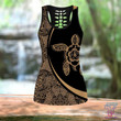 Turtle Combo Hollow Tank Top & Legging Set Printed 3D Sport Yoga Fitness Gym Women HAC110507
