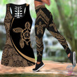 Turtle Combo Hollow Tank Top & Legging Set Printed 3D Sport Yoga Fitness Gym Women HAC110507