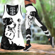 Bernese black tattoos Combo Hollow Tank Top & Legging Set Printed 3D Sport Yoga Fitness Gym Women DD08222001S