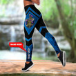 Scotland Custom name Combo Hollow Tank Top & Legging Set Printed 3D Sport Yoga Fitness Gym Women
