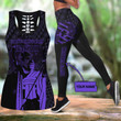 Hawaii purple custom name Combo Hollow Tank Top & Legging Set Printed 3D Sport Yoga Fitness Gym Women