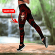 Red dragon Combo Hollow Tank Top & Legging Set Printed 3D Sport Yoga Fitness Gym Women custom name