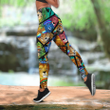 Twenty Shades of Lion Combo Hollow Tank Top & Legging Set Printed 3D Sport Yoga Fitness Gym Women for Women