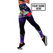 Bees flowers Combo Hollow Tank Top & Legging Set Printed 3D Sport Yoga Fitness Gym Women custom name