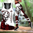 Weimaraner red tattoos Combo Hollow Tank Top & Legging Set Printed 3D Sport Yoga Fitness Gym Women DD09182004