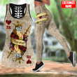 Customize Name Skull Combo Hollow Tank Top And Legging Outfit