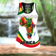Africa Combo Hollow Tank Top & Legging Set Printed 3D Sport Yoga Fitness Gym Women Pi
