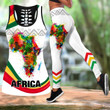 Africa Combo Hollow Tank Top & Legging Set Printed 3D Sport Yoga Fitness Gym Women Pi