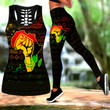 Proud of African Combo Hollow Tank Top & Legging Set Printed 3D Sport Yoga Fitness Gym Women-ML