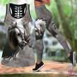 Love Horse Combo Hollow Tank Top & Legging Set Printed 3D Sport Yoga Fitness Gym Women Pi210403