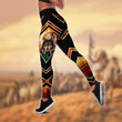 Wolf Native American 3D All Over Printed Combo Hollow Tank Top & Legging Set Printed 3D Sport Yoga Fitness Gym Women