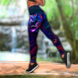 Dragon and wolf purple Combo Hollow Tank Top & Legging Set Printed 3D Sport Yoga Fitness Gym Women custom name