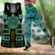 Aztec Mexico Combo Hollow Tank Top & Legging Set Printed 3D Sport Yoga Fitness Gym Women