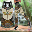 Dragonfly boho Combo Hollow Tank Top & Legging Set Printed 3D Sport Yoga Fitness Gym Women HAC300302
