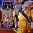 Owl Native American 3D All Over Printed Combo Hollow Tank Top & Legging Set Printed 3D Sport Yoga Fitness Gym Women