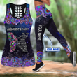 Custom name Arborist's mom purple galaxy Combo Hollow Tank Top & Legging Set Printed 3D Sport Yoga Fitness Gym Women