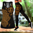 African Map Deluxe Combo Hollow Tank Top & Legging Set Printed 3D Sport Yoga Fitness Gym Women ML