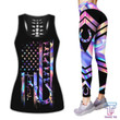 Horse Flag Combo Hollow Tank Top & Legging Set Printed 3D Sport Yoga Fitness Gym Women TA061501