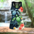 Turtle Hawaii Combo Hollow Tank Top & Legging Set Printed 3D Sport Yoga Fitness Gym Women DQB07172001