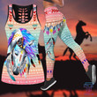 Beautiful Horse Combo Hollow Tank Top & Legging Set Printed 3D Sport Yoga Fitness Gym Women PiC060105B
