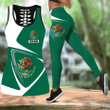 Mexico Combo Hollow Tank Top & Legging Set Printed 3D Sport Yoga Fitness Gym Women TA09112005