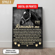 Remember Me Personalized Horse Memorial Gift Wall Art Vertical Poster Canvas Framed Print