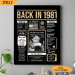 Happy 40th Birthday Gift Back In 1981 Wall Art Vertical Poster Canvas Framed Print