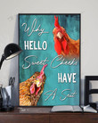 Why hello-Chickens Turquoise background Poster & Matte Canvas DVK21022601-DVD21022601