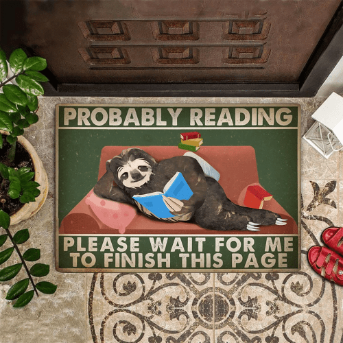 Sloth Probably Reading Please Wait For Me Doormat