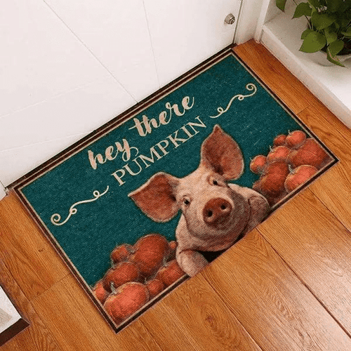 Hey There Pumpkin Pig Doormat
