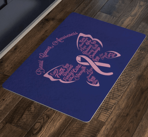 Butterfly Pink Ribbon Breast Cancer Doormat