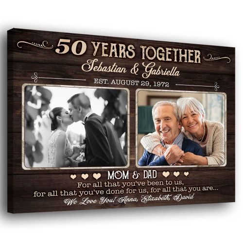 50th Wedding Golden Anniversary For Parents Photo Personalized Canvas